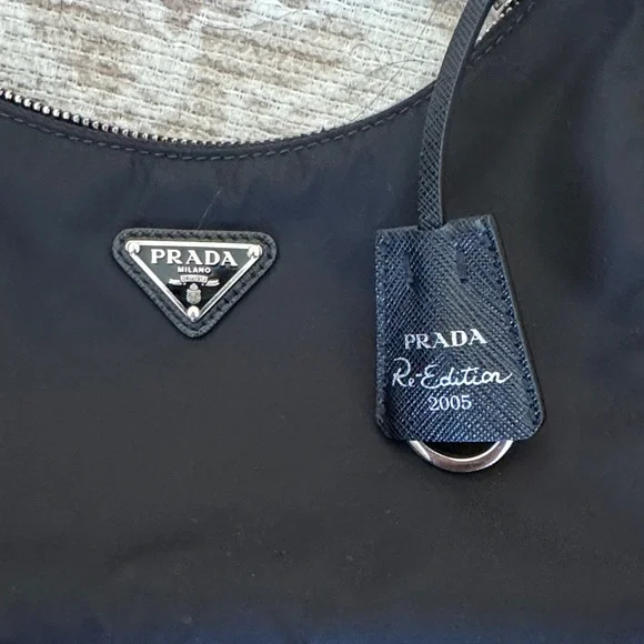 Prada Black Nylon Shoulder Bag with Silver Chain - Picture 3 of 7